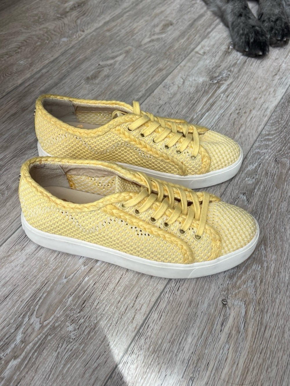 Sam Edelman Woven Lace-Up Sneakers in Yellow